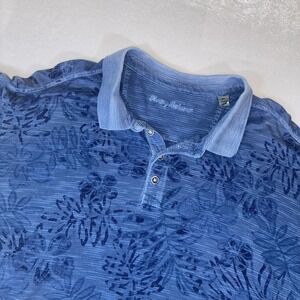 Tommy Bahama IslandZone Polo Shirt 2XL Blue Floral Leaf Print XXL